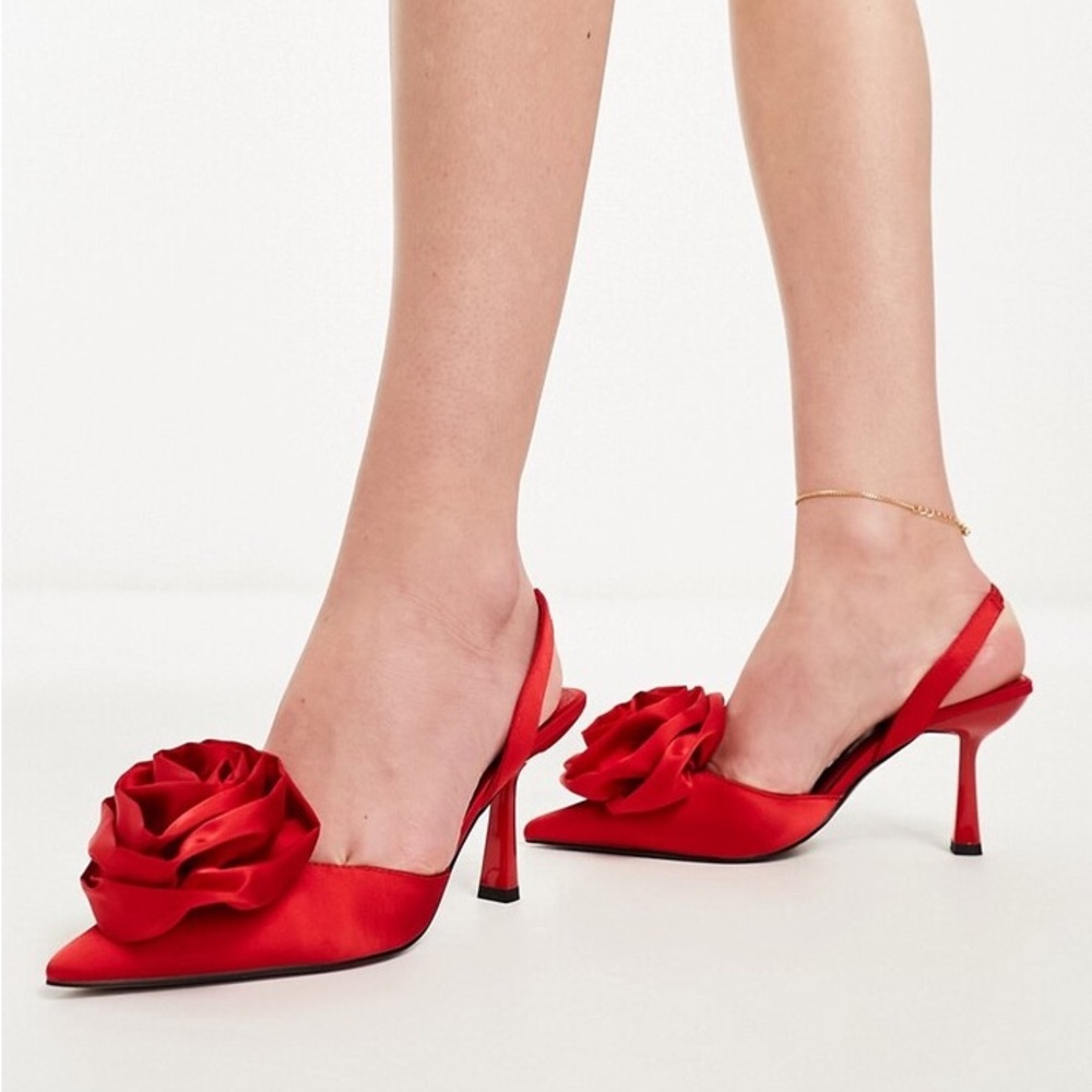 Red sling back heels size 8